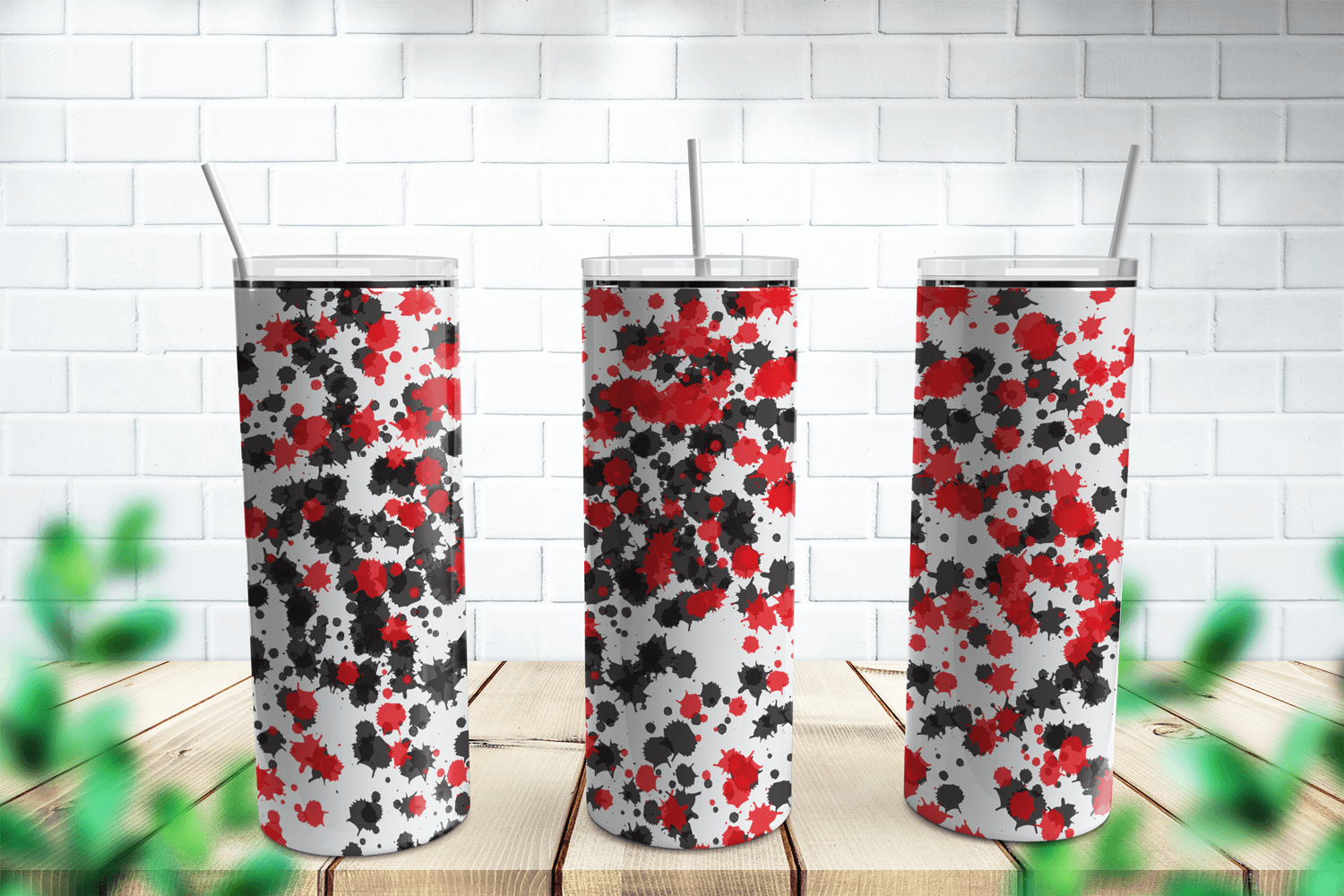 Black and Red With White Background Power Wash Tumbler Design