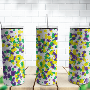 Purple Green and Yellow With White Background Power Wash Tumbler Design