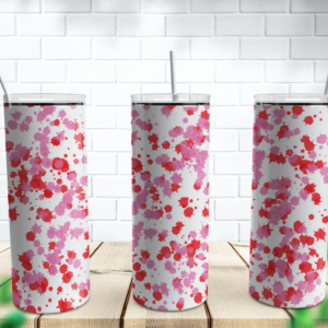Pink and Red With White Background Power Wash Tumbler Design