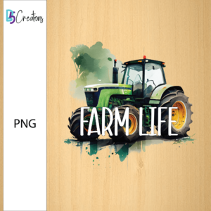 Farm Life - Green Water Color Tractor PNG Sublimation Design