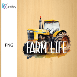 Farm Life - Yellow Water Color Tractor PNG Sublimation Design
