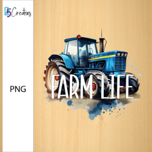 Farm Life - Blue Water Color Tractor PNG Sublimation Design