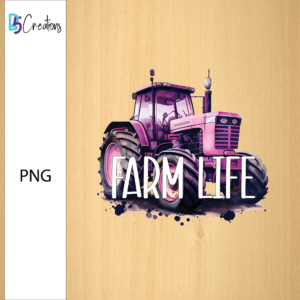 Farm Life - Purple Water Color Tractor PNG Sublimation Design