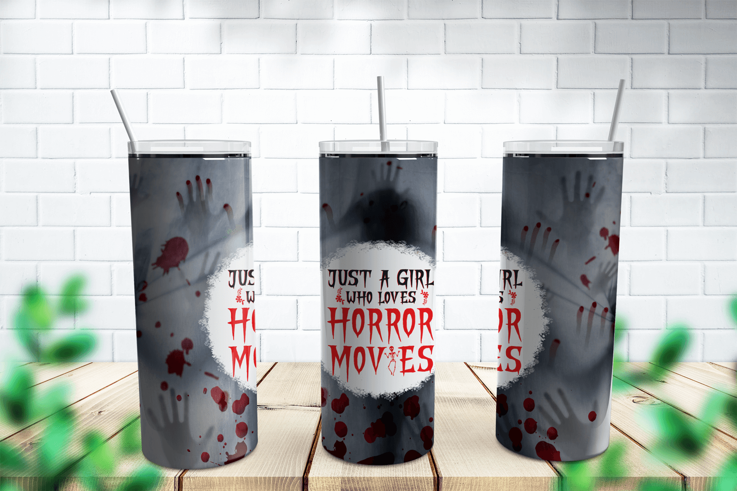 Just A Girl Who Loves Horror Movies Tumbler Wrap
