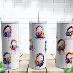 Headphones Collage Tumbler Wrap