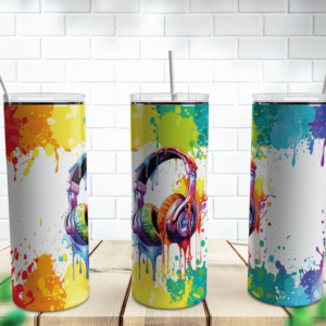 Watercolor Headphones Tumbler Wrap