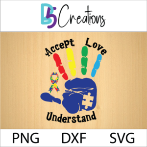 Accept Love Understand Autism Hand Design